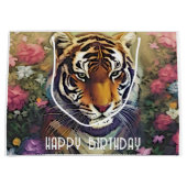 Tiger Flower Custom Text Gift Bag Groot Cadeauzakje (Voorkant)