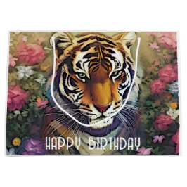 Tiger Flower Custom Text Gift Bag Groot Cadeauzakje