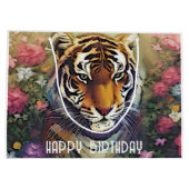 Tiger Flower Custom Text Gift Bag Groot Cadeauzakje (Achterkant)
