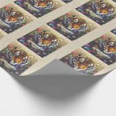 Tiger Flower Custom Text Stickers Cadeaupapier (Hoek)