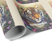 Tiger Flower Custom Text Stickers Cadeaupapier (Rol Hoek)