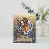 Tiger Flower Invitation QR Code Briefkaart (Staand voorkant)