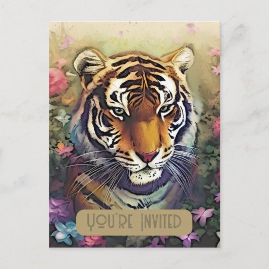 Tiger Flower Invitation QR Code Briefkaart (Voorkant)