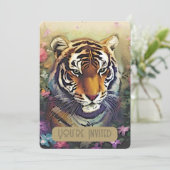 Tiger Flower Invitation QR Code Kaart (Staand voorkant)