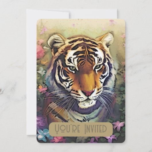 Tiger Flower Invitation QR Code Kaart (Voorkant)