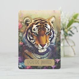 Tiger Flower Invitation QR Code Kaart