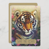 Tiger Flower Save the Date Invitation QR-code (Voorkant / Achterkant)