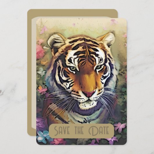 Tiger Flower Save the Date Invitation QR-code (Voorkant / Achterkant)