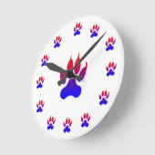 Tiger Foot Print Wall Clock Ronde Klok (Hoek)