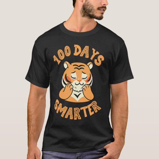 tiger for 100th day of school 100 days smarter t-shirt (Voorkant)