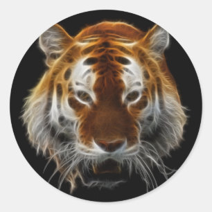 Tiger Fractal Ronde Sticker