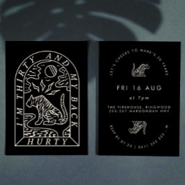 Tiger Funny Back Hurty 30th Birthday Invitation Kaart