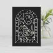 Tiger Funny Body Hurty 30th Birthday Invitation Kaart (Staand voorkant)