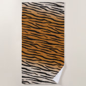 Tiger Fur Realistic Animal Print Gray Monogram Strandlaken (Voorkant)