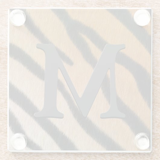 Tiger Fur Realistic Animal Print Monogramed Glazen Onderzetter (Achterkant)