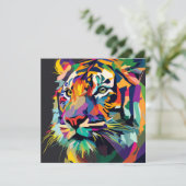 Tiger gezicht pop kunst bedankkaart (Staand voorkant)