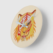 Tiger Gezicht Tekening Ronde (Medium) Wandklok (Hoek)