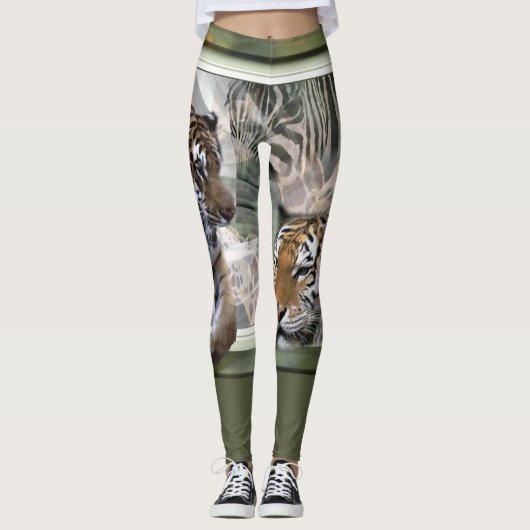 Tiger Giraffe Zebra Print Leggings (Voorkant)