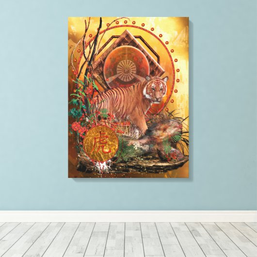 TIGER GLORY Malayan Tiger Canvas Afdruk (Insitu (Houten vloer))