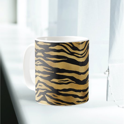 Tiger Gold Black Animal Print Koffiemok