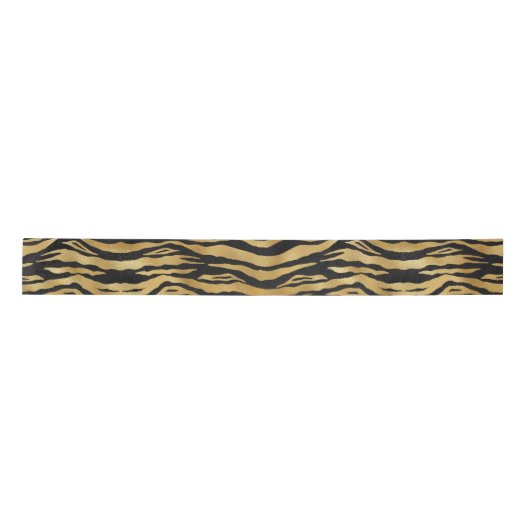 Tiger Gold Black Animal Print Satijnen Lint (Voorkant)
