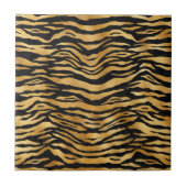 Tiger Gold Black Animal Print Tegeltje (Voorkant)