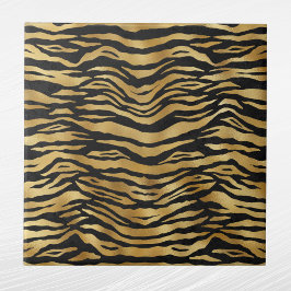 Tiger Gold Black Animal Print Tegeltje