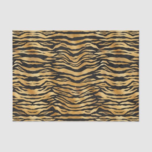 Tiger Gold Black Animal Print Tissuepapier (Voorkant)