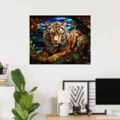 *~* TIGER Golden AP68 Fantasy Glas in lood 5:4 Poster (Thuiskantoor)