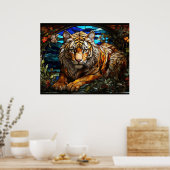 *~* TIGER Golden AP68 Fantasy Glas in lood 5:4 Poster (Keuken)
