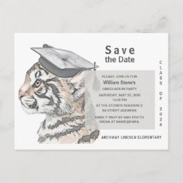 Tiger Grad | Graduation Save the Date Card Uitnodiging Briefkaart