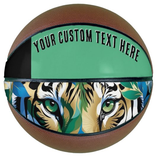 Tiger Green Eyes Modern Cool Wild Animal Basketbal (Voorkant)