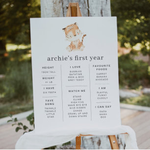 Tiger Greenery 1st Birthday Milestone Poster