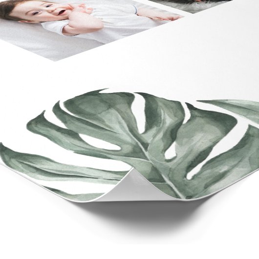 Tiger Greenery 1st Birthday Photo Collage Poster (Hoek)
