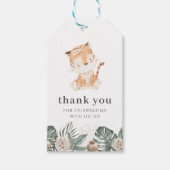 Tiger Greenery Floral Birthday Cadeaulabel (Voorkant)