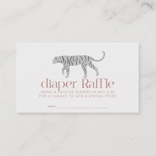 Tiger Grey Baby shower Luier Raffle Ticket Informatiekaartje (Voorkant)