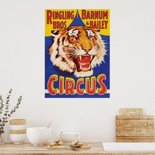 TIGER Growl Circus Ringling Bros Circus Anima Poster (Keuken)
