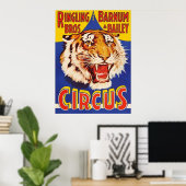 TIGER Growl Circus Ringling Bros Circus Anima Poster (Thuiskantoor)