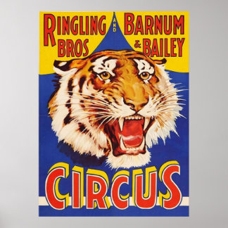 TIGER Growl Circus Ringling Bros Circus Anima Poster