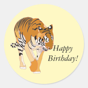 Tiger Happy Birthday Stickers lopen