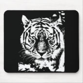 Tiger Head Black en White Pop Art Sjabloon Muismat (Voorkant)