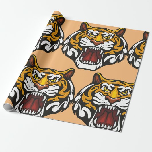 Tiger Head Cadeaupapier (Uitgerold)