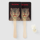 Tiger Head Fierce Face Red Accents Stippen op Zwar Handwaaier (Voorkant en achterkant)