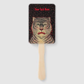 Tiger Head Fierce Face Red Accents Stippen op Zwar Handwaaier (Achterkant)