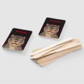 Tiger Head Fierce Face Red Accents Stippen op Zwar Handwaaier (Niet-gemonteerd)