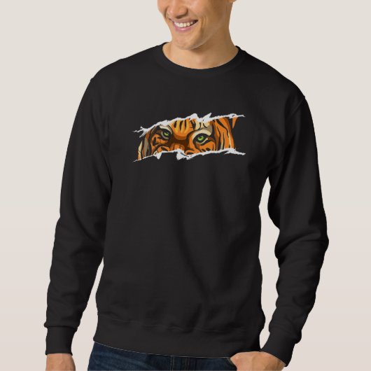 Tiger Head Green Eyes Wildlife Predator Wilderness Trui (Voorkant)