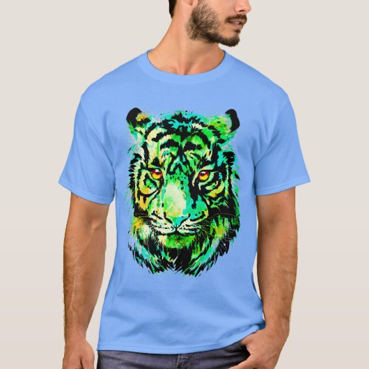 Tiger Head | Hoger gezicht | Kleurrijke tijger T-s T-shirt (Voorkant)