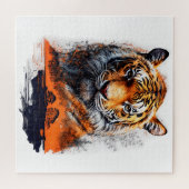 Tiger head in the jungle / Tiger Kopf im Dschungel Legpuzzel (Horizontaal)