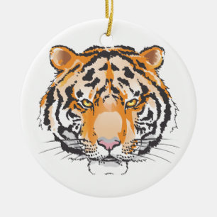 Tiger Head Keramisch Ornament