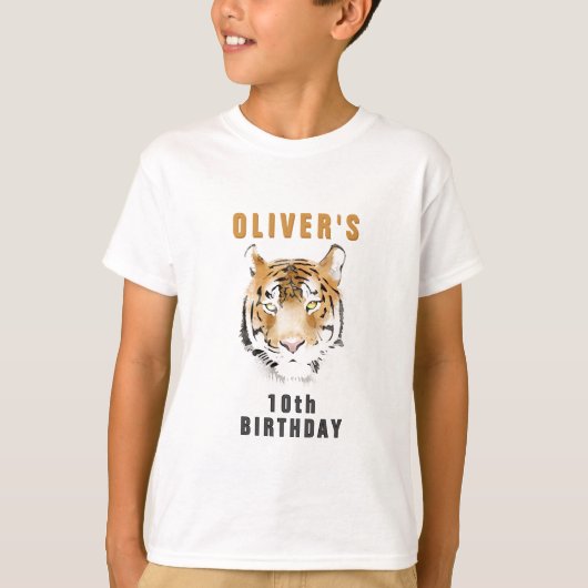 Tiger Head Naam Verjaardagsfeest Gast van Eer T-shirt (Voorkant)